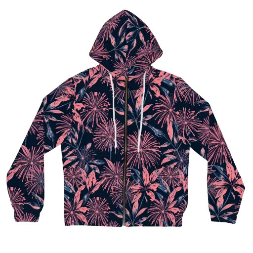 Midnight Firework on a Women's Full-Zip Hoodie