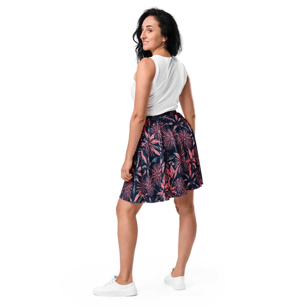 Midnight Firework on Skater Skirt — Back