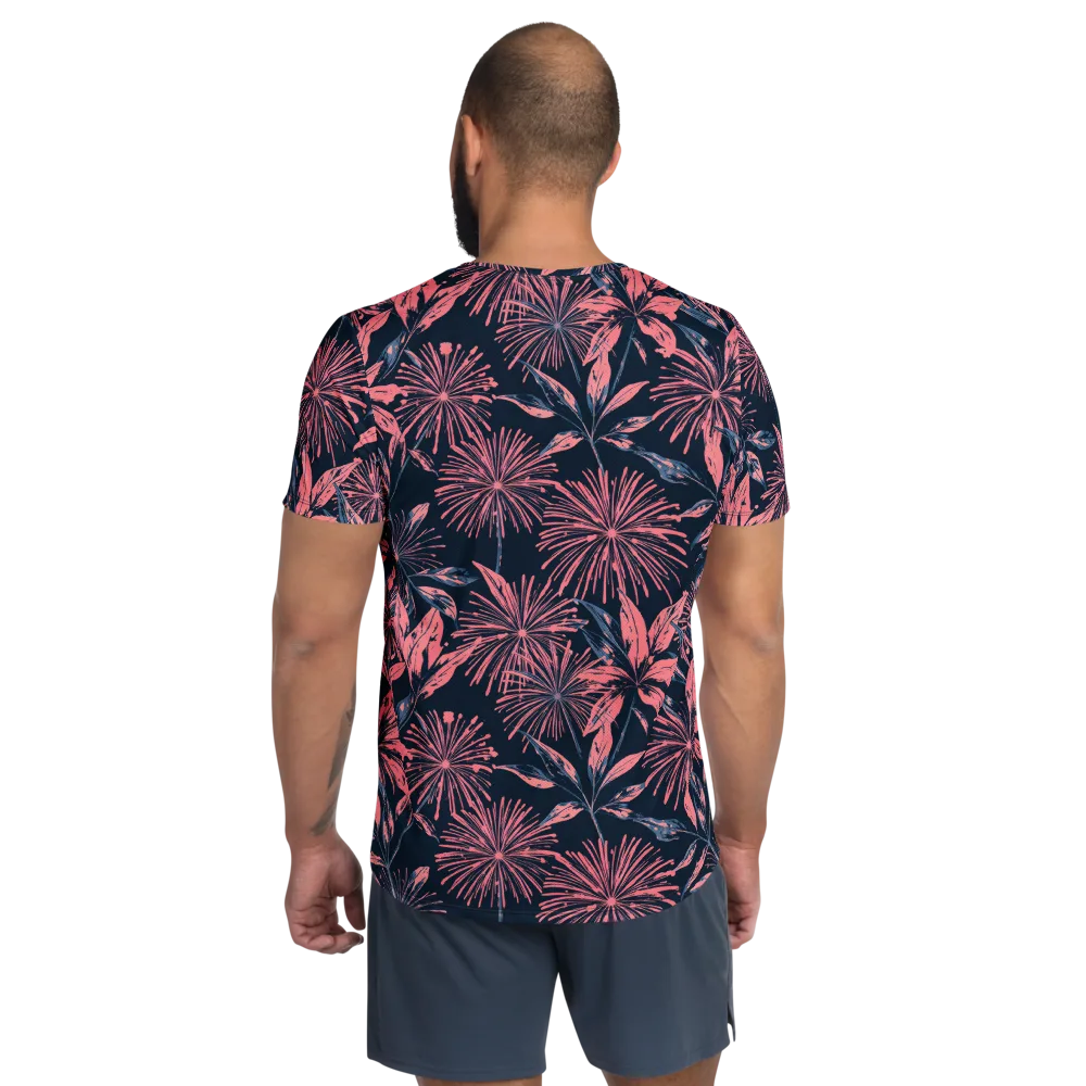 Midnight Firework on Men's Athletic T-Shirt — Back