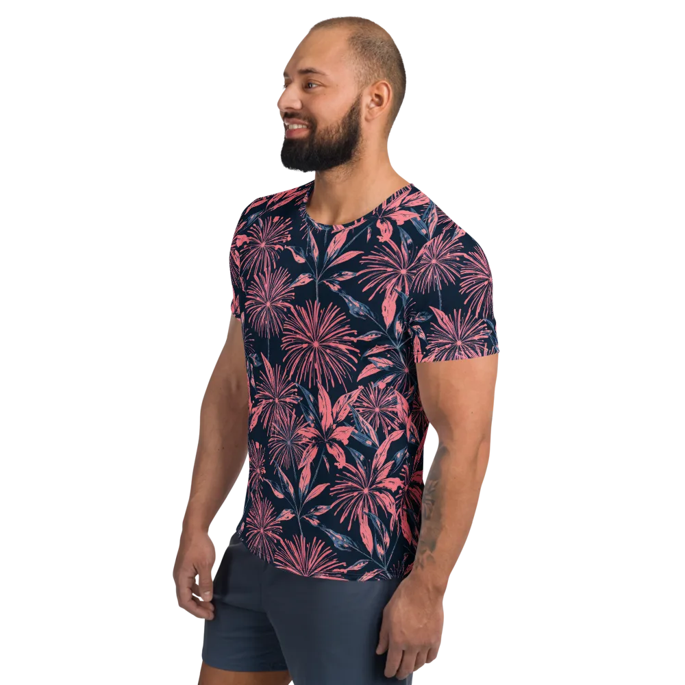 Midnight Firework on Men's Athletic T-Shirt — Left
