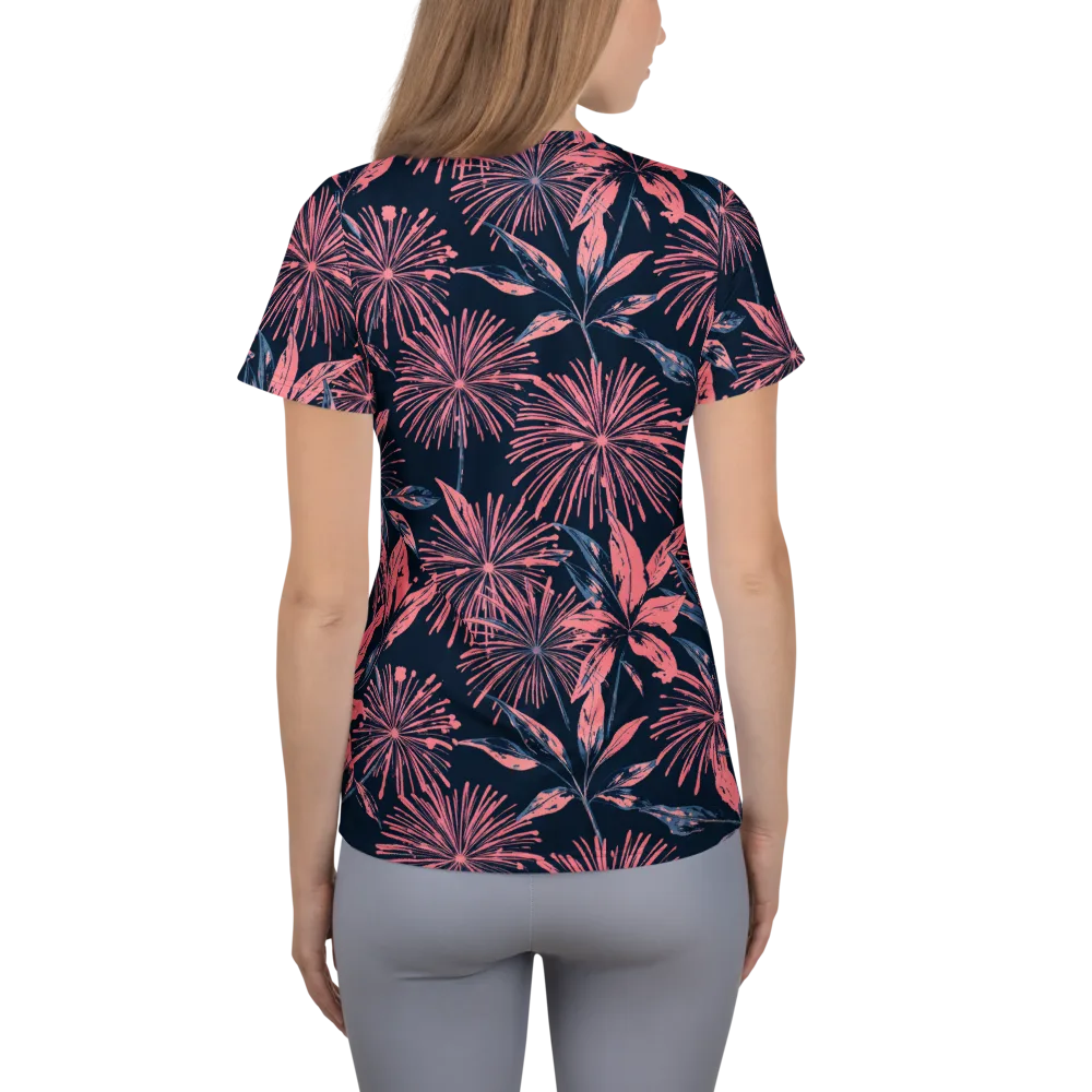 Midnight Firework on Women's Athletic T-Shirt — Back