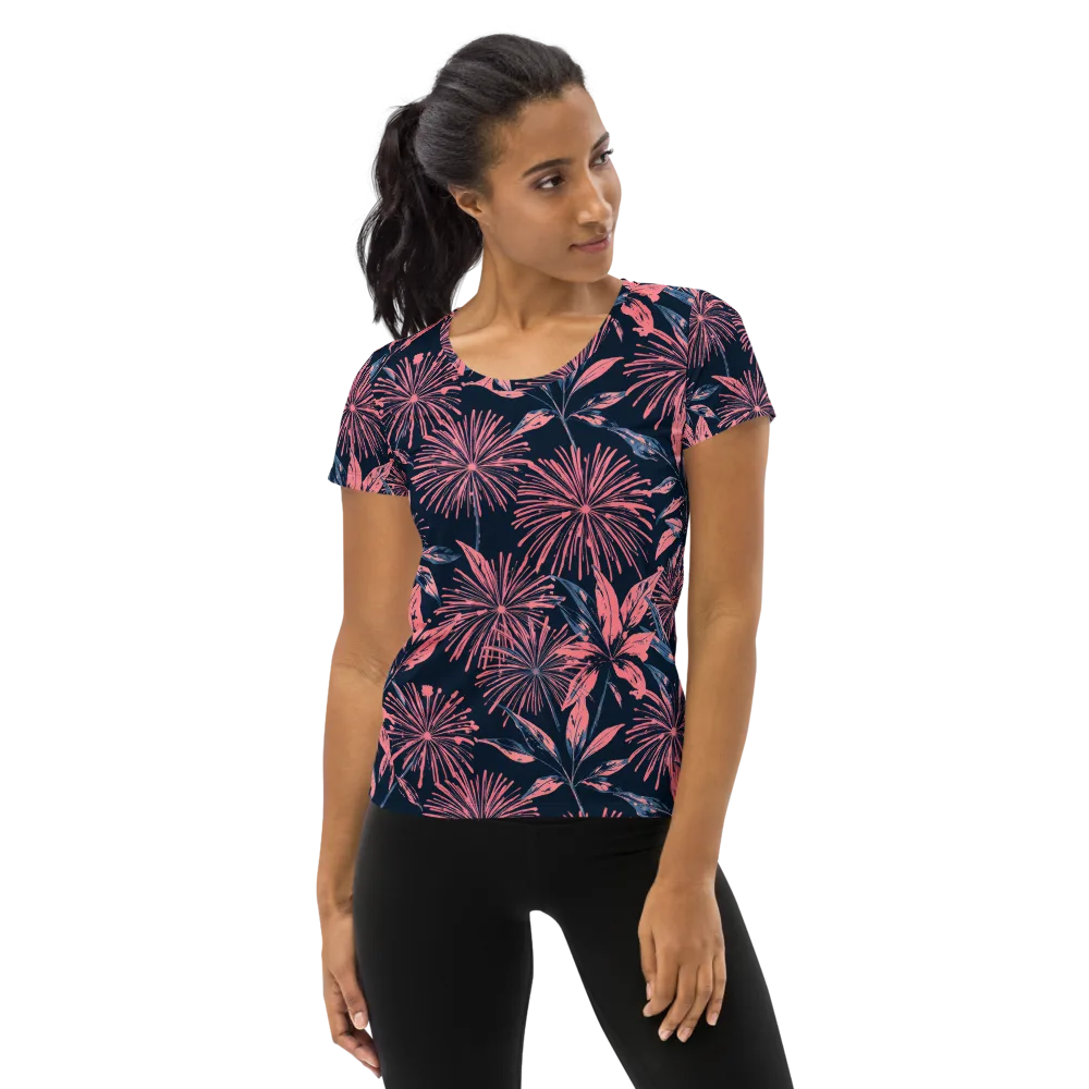 Midnight Firework on Women's Athletic T-Shirt — Front