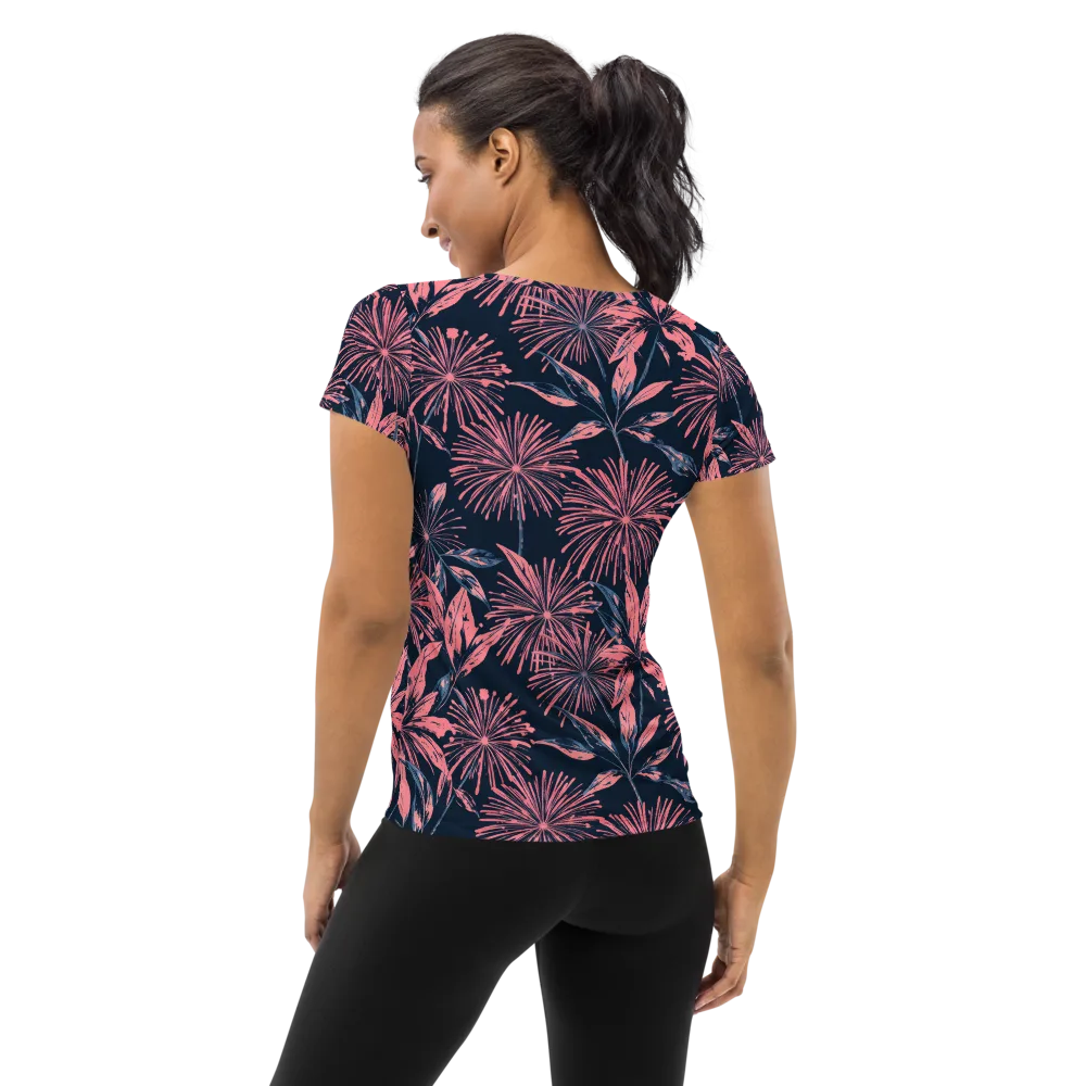 Midnight Firework on Women's Athletic T-Shirt — Back