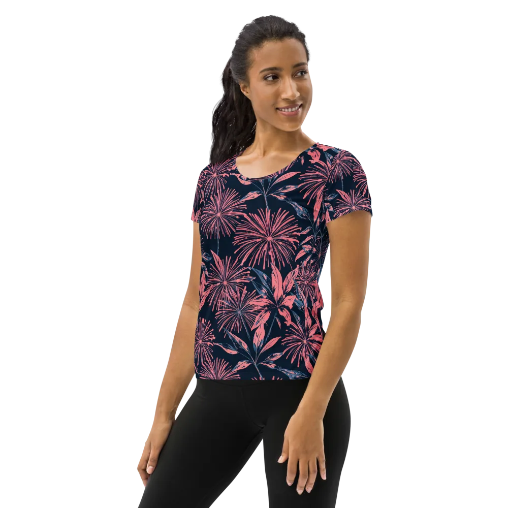 Midnight Firework on Women's Athletic T-Shirt — Left