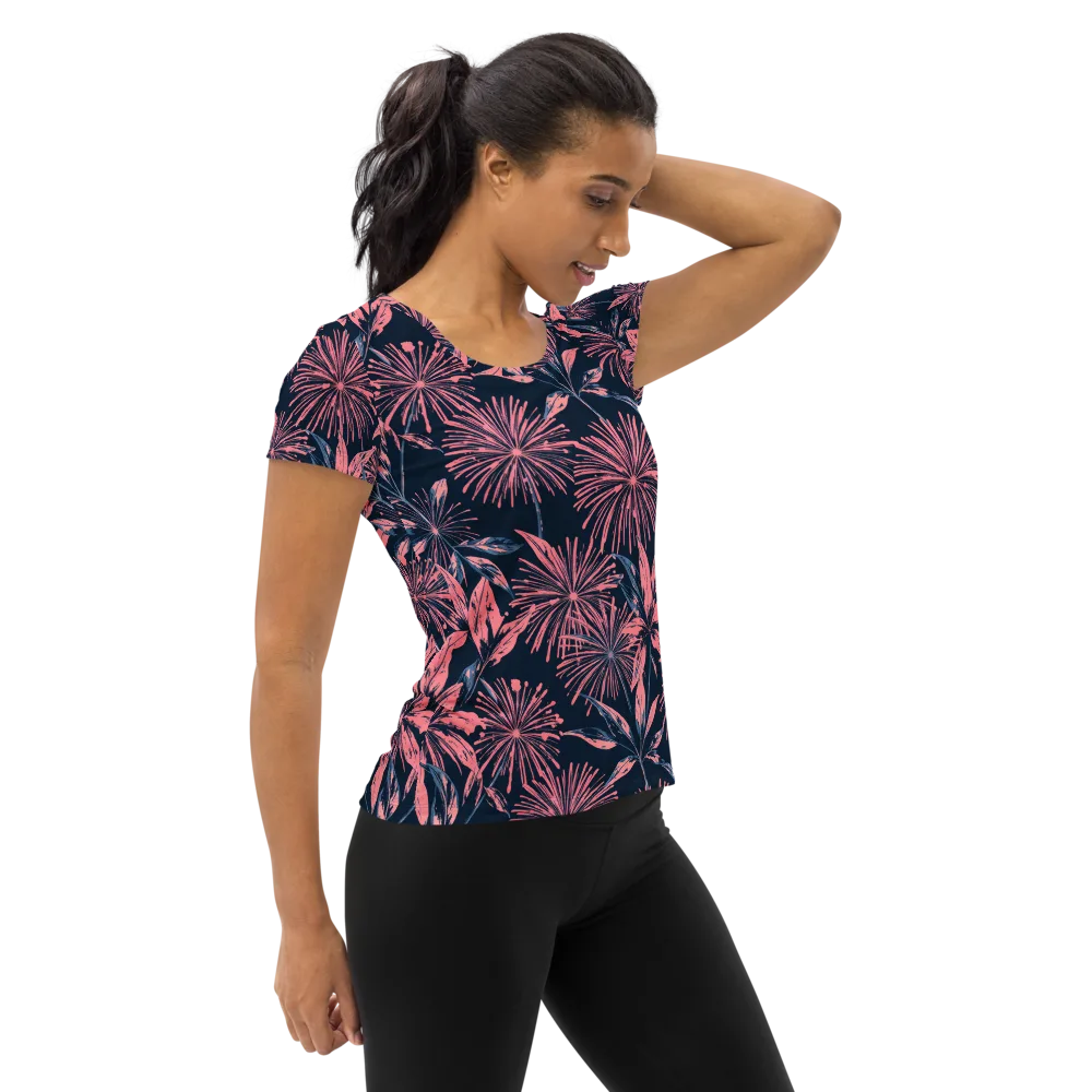 Midnight Firework on Women's Athletic T-Shirt — Right