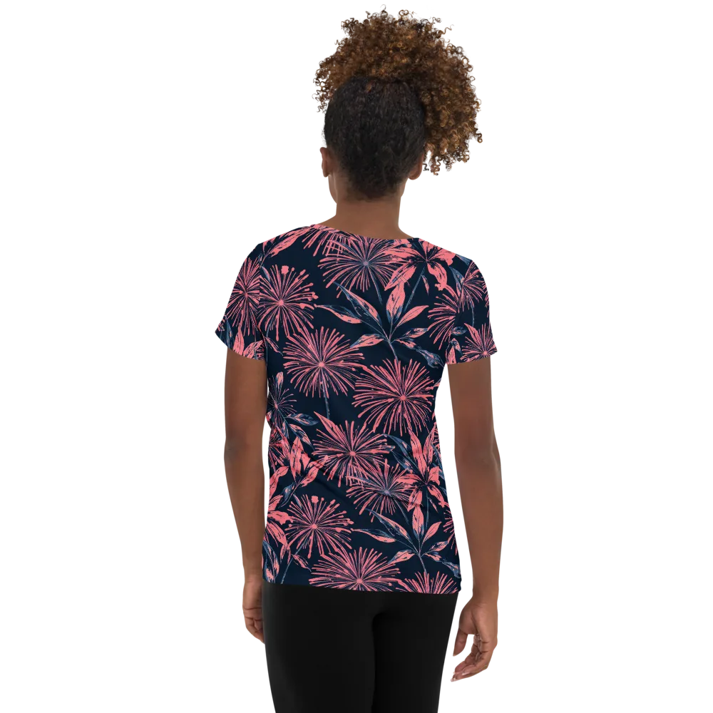 Midnight Firework on Women's Athletic T-Shirt — Back