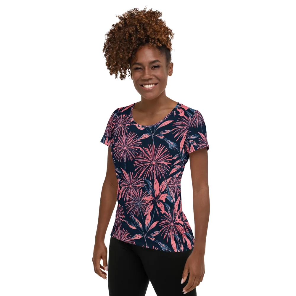Midnight Firework on Women's Athletic T-Shirt — Left