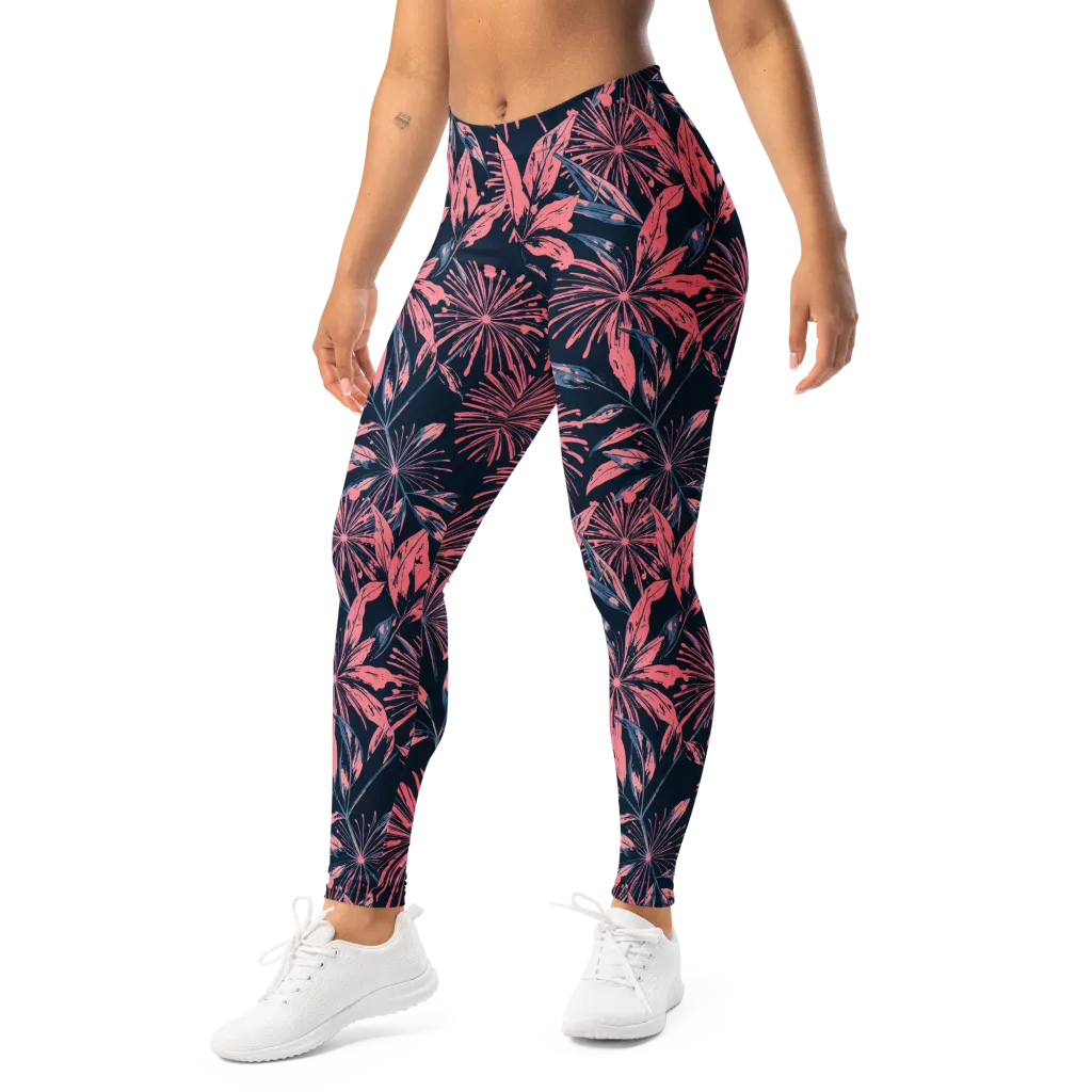 Midnight Firework on Leggings — Left Front