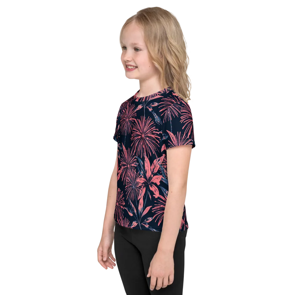 Midnight Firework on Kids Crew Neck T-Shirt — Left