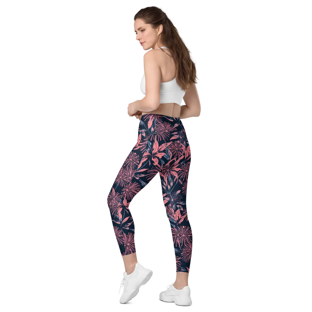 Midnight Firework on Leggings with Pockets — Left Back