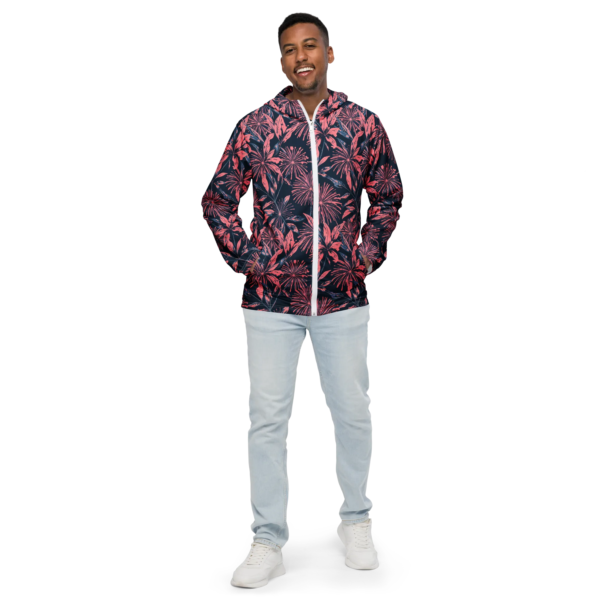 Midnight Firework on Men's Windbreaker — Front