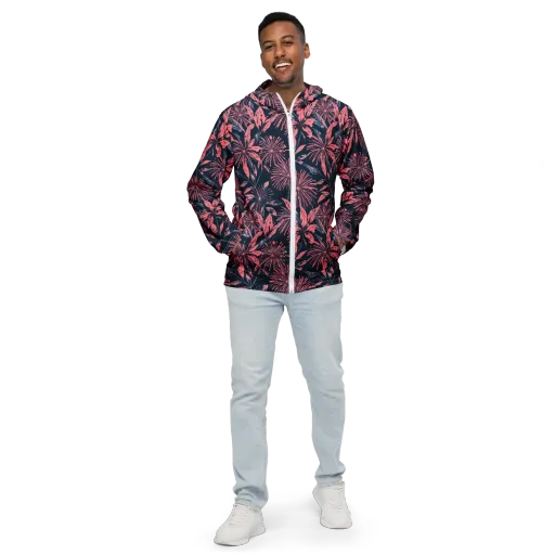 Midnight Firework on a Men's Windbreaker