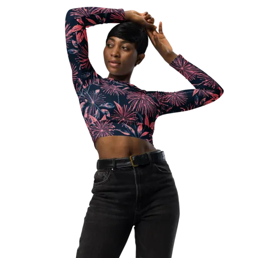 Midnight Firework on a Long Sleeve Crop Top