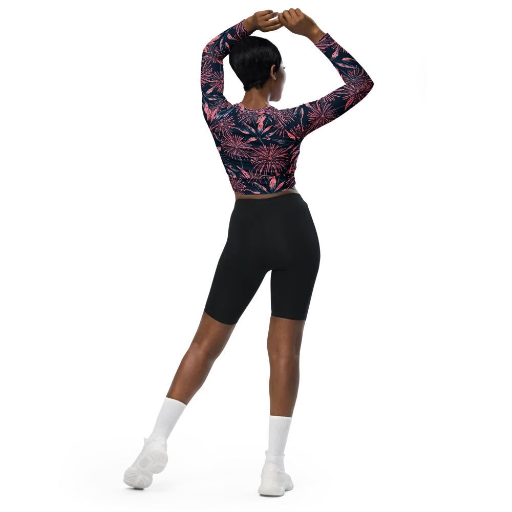 Midnight Firework on Long Sleeve Crop Top — Back