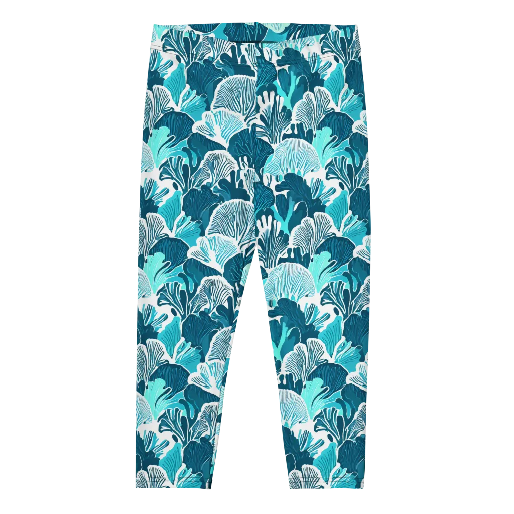 Aqua Fanfare on Capri Leggings — Front