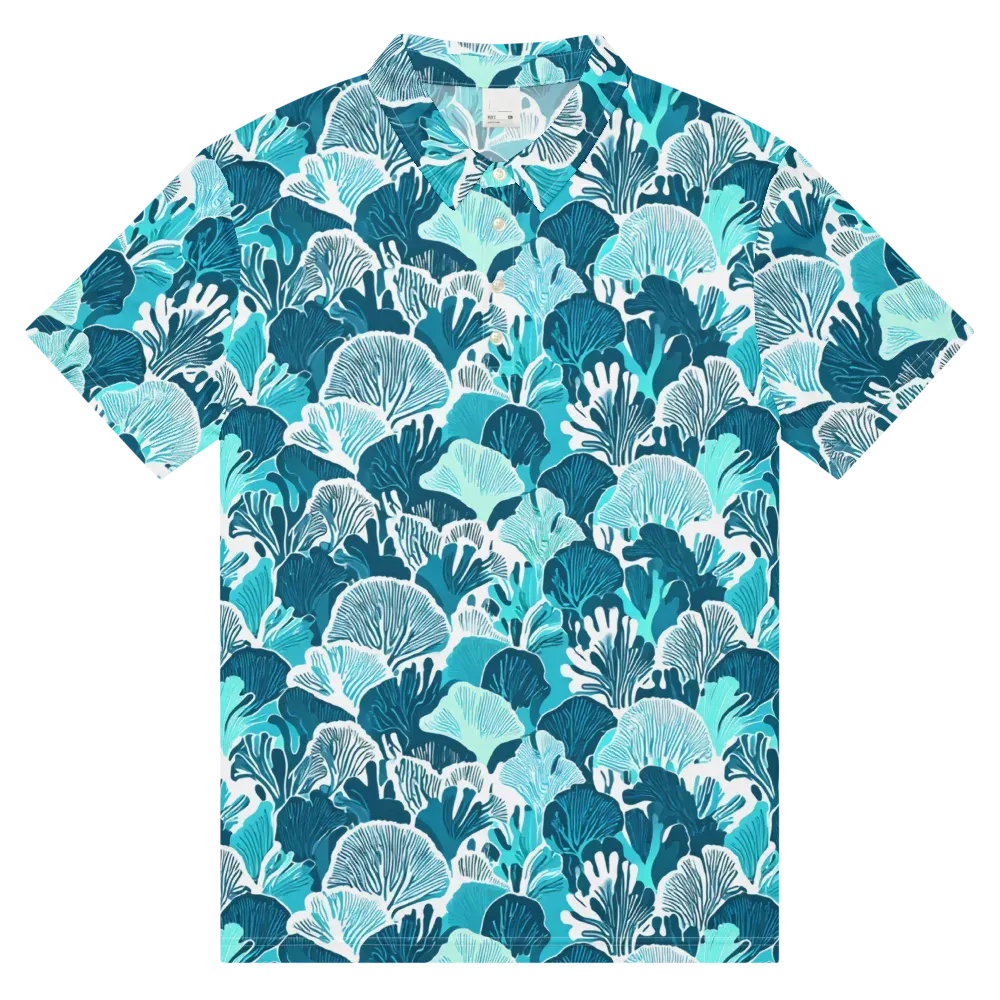 Aqua Fanfare on Men's Slim Fit Polo Shirt — Front