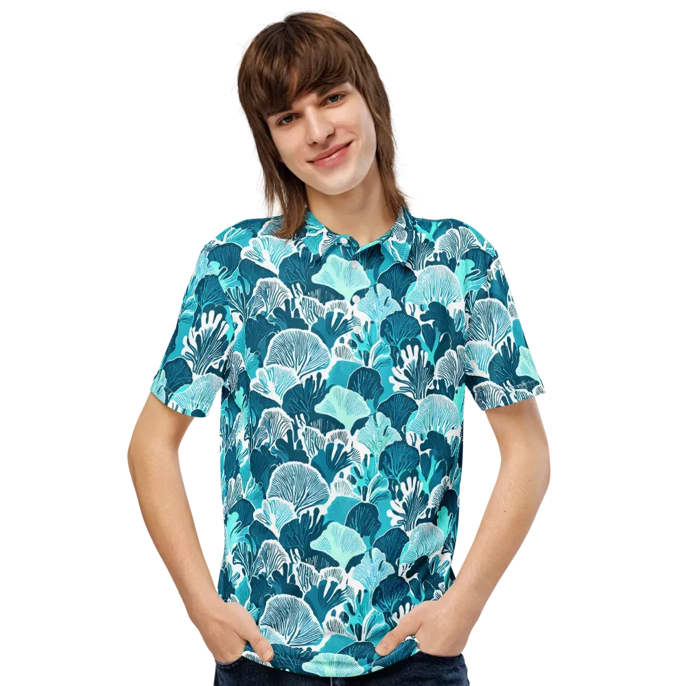 Aqua Fanfare on Men's Slim Fit Polo Shirt — Front