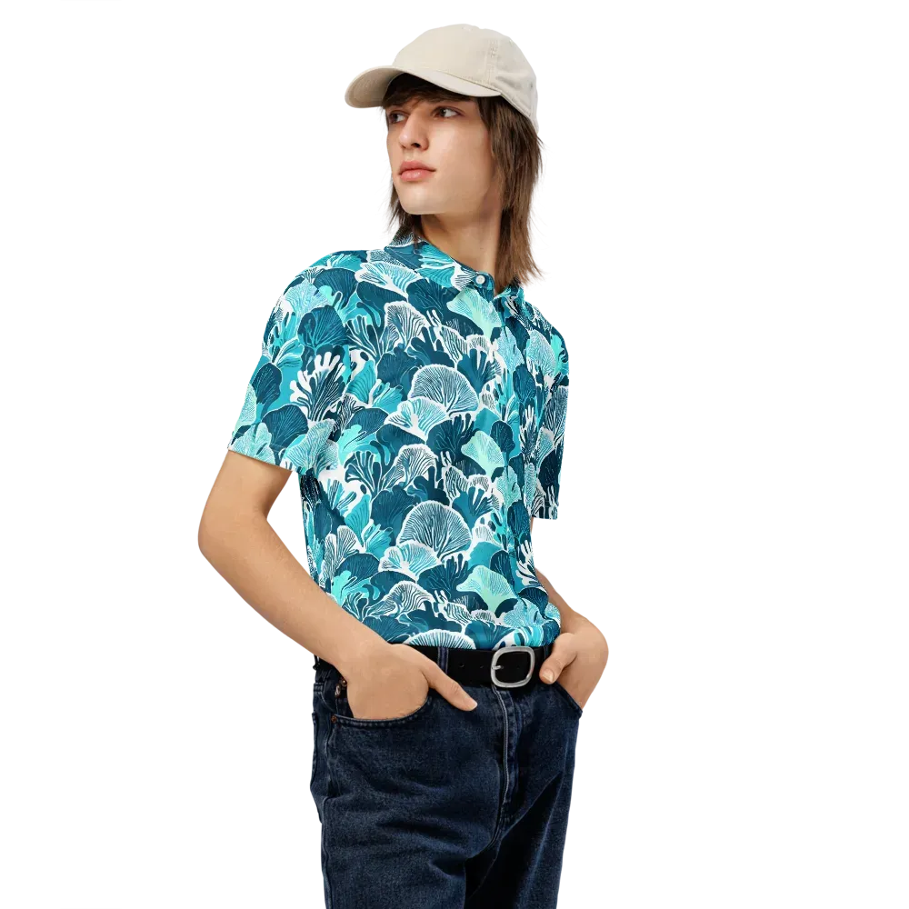 Aqua Fanfare on Men's Slim Fit Polo Shirt — Right Front