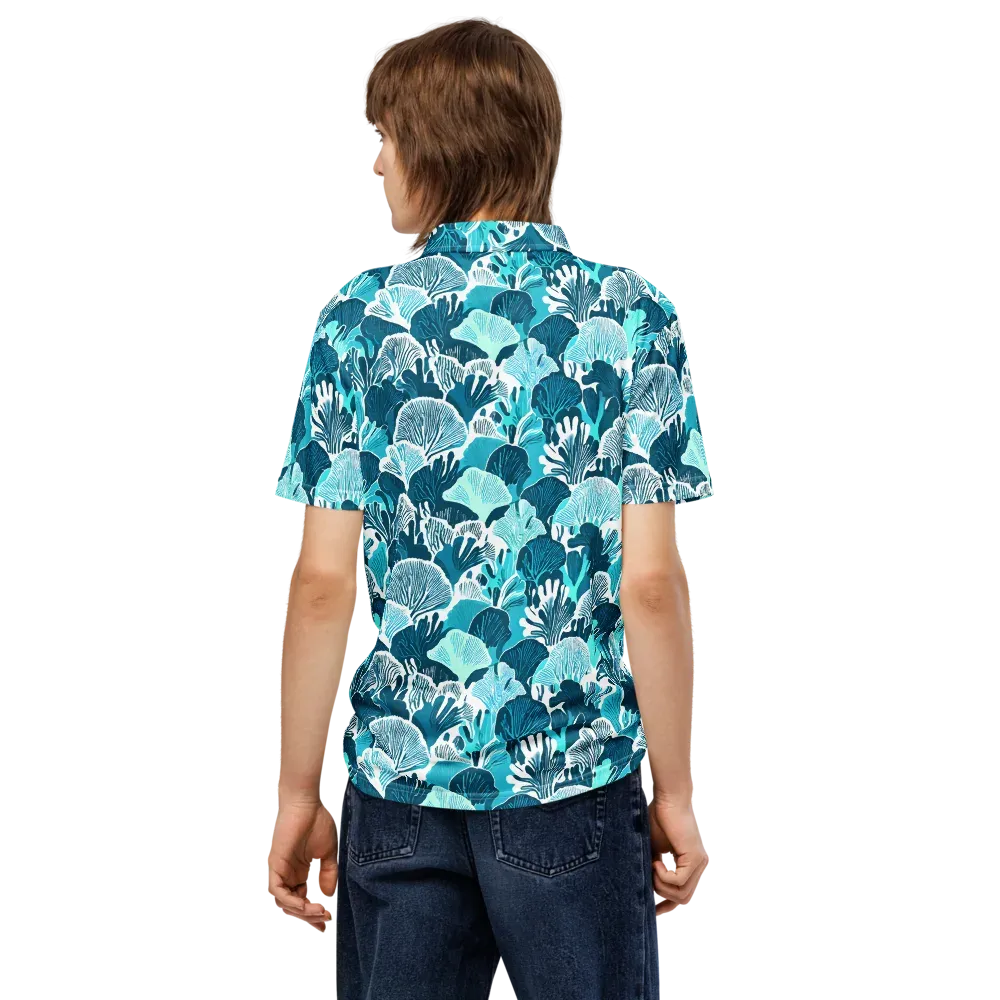 Aqua Fanfare on Men's Slim Fit Polo Shirt — Back