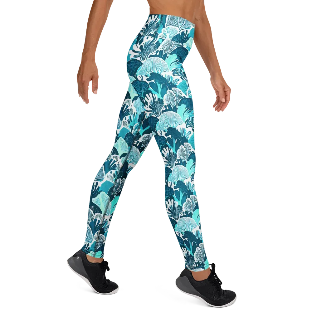 Aqua Fanfare on Yoga Leggings — Right