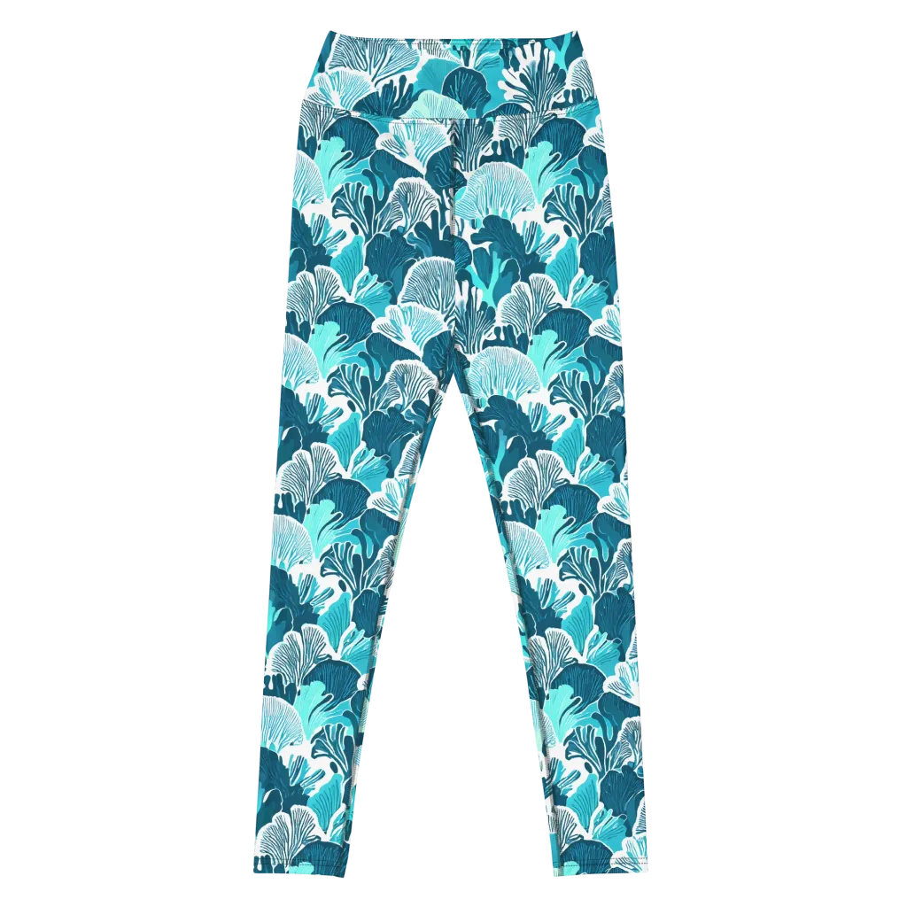 Aqua Fanfare on Yoga Leggings — Front