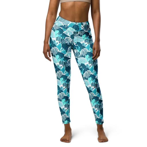 Aqua Fanfare on a Yoga Leggings