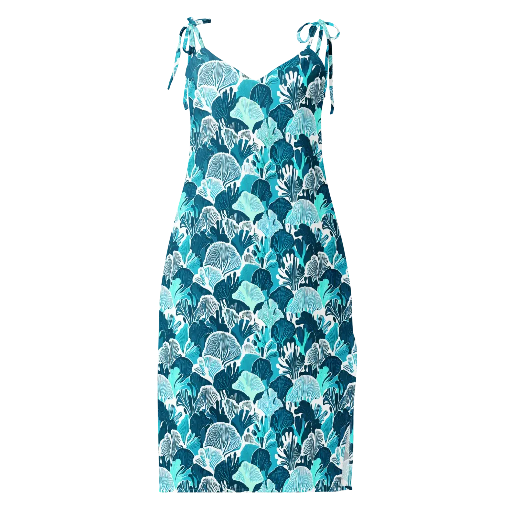 Aqua Fanfare on Slip Dress — Front