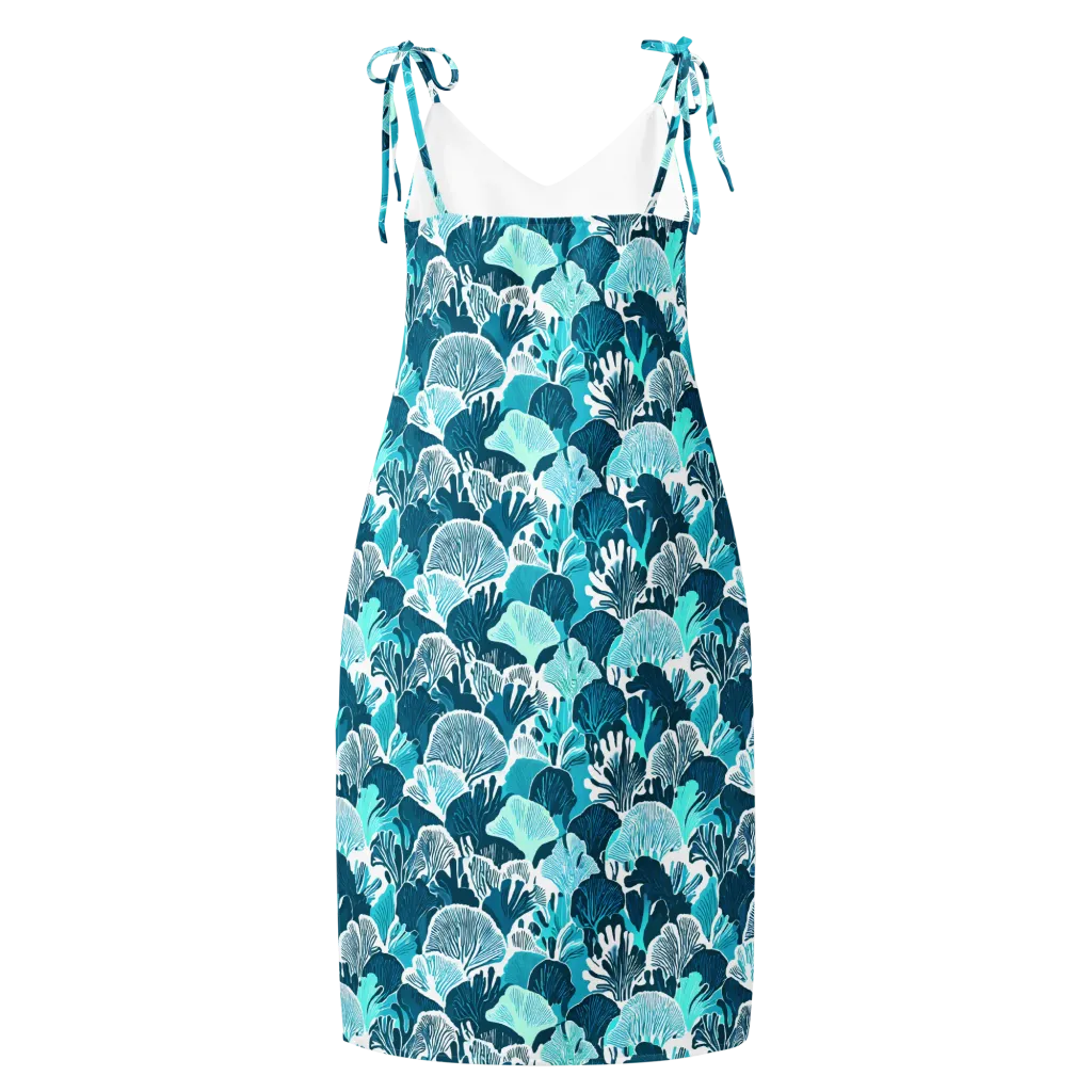 Aqua Fanfare on Slip Dress — Back