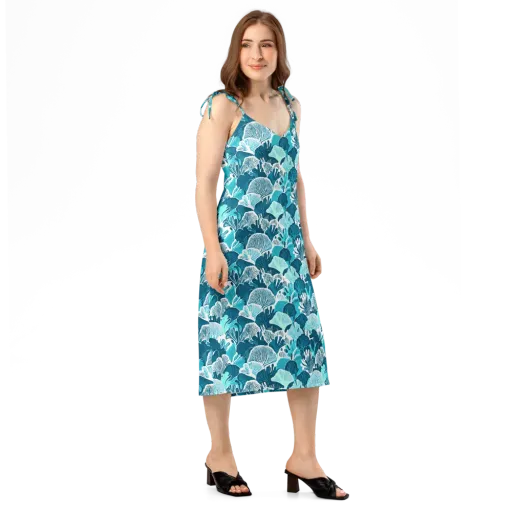Aqua Fanfare on a Slip Dress