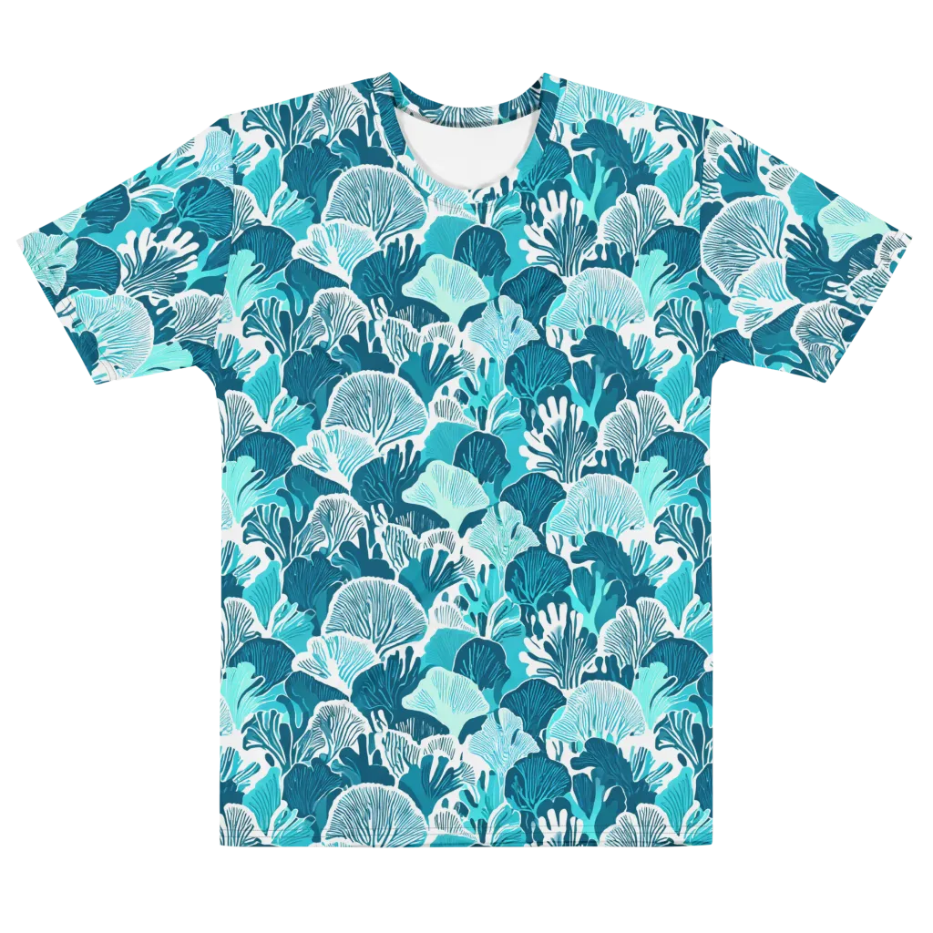 Aqua Fanfare on Men's Cotton Crew Neck T-Shirt — Front