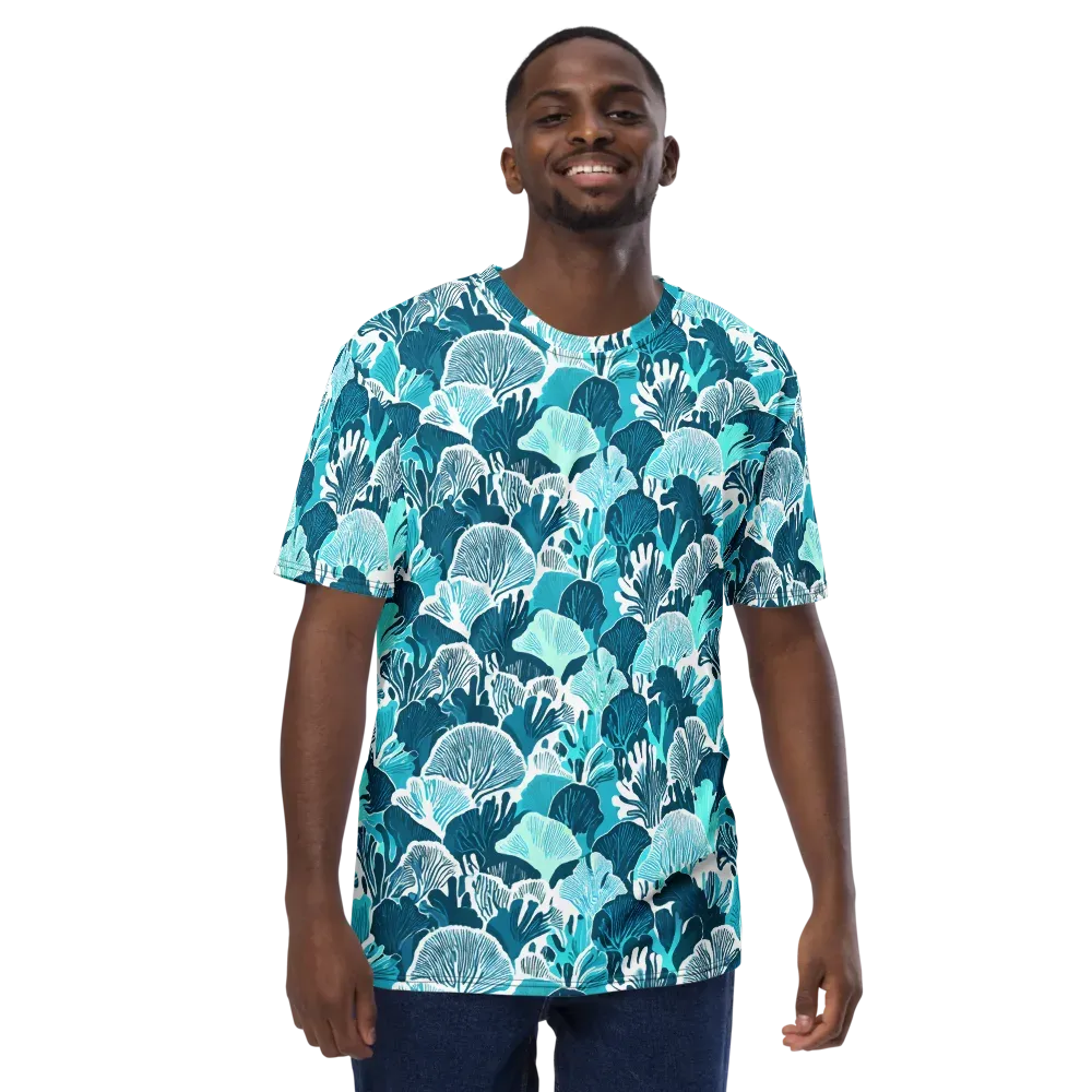 Aqua Fanfare on Men's Crew Neck T-Shirt — Front