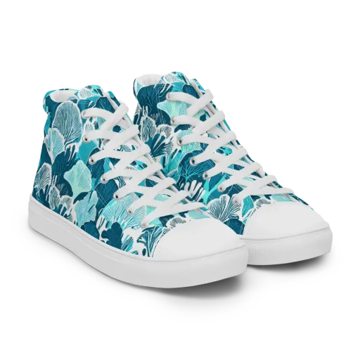 Aqua Fanfare on a Men's High Top Canvas Shoes