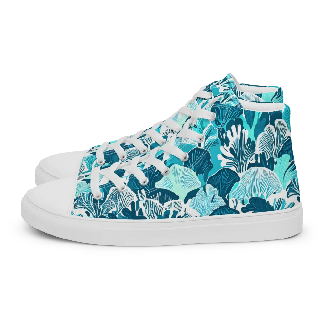 Aqua Fanfare on Men's High Top Canvas Shoes — Left