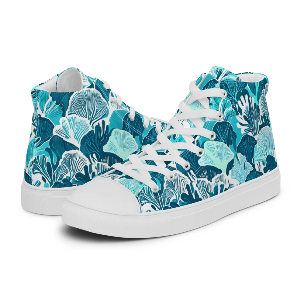 Aqua Fanfare on Men's High Top Canvas Shoes — Left
