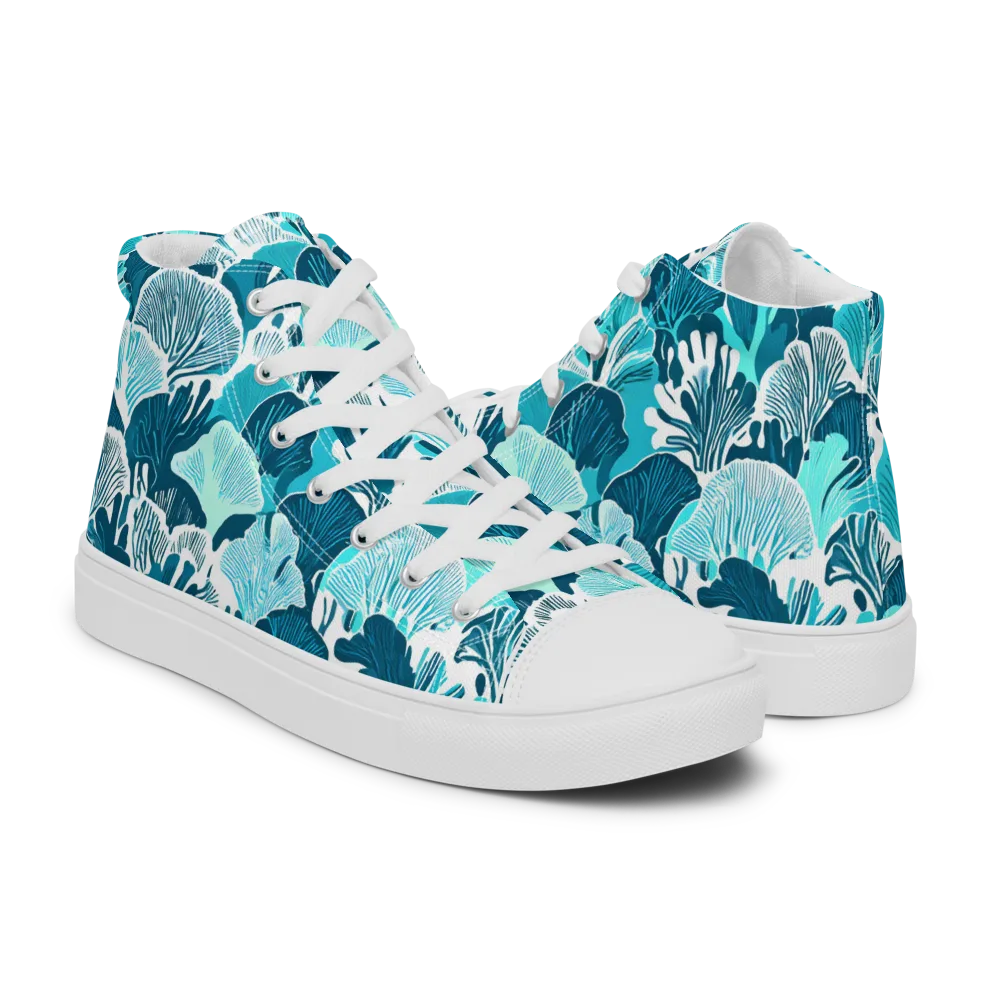 Aqua Fanfare on Men's High Top Canvas Shoes — Right