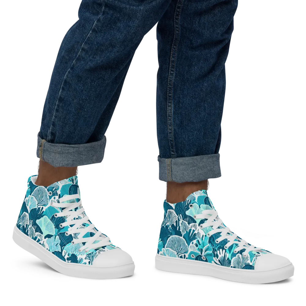 Aqua Fanfare on Men's High Top Canvas Shoes — Right