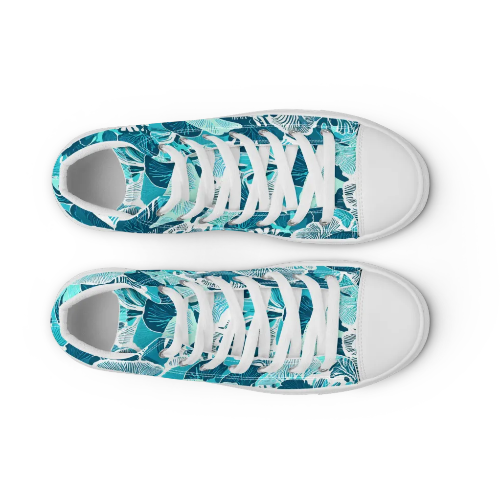 Aqua Fanfare on Women's High Top Canvas Shoes — Front