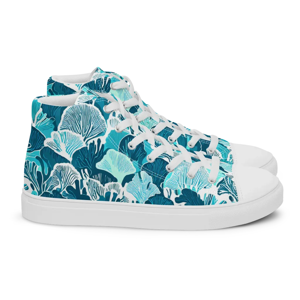 Aqua Fanfare on Women's High Top Canvas Shoes — Right