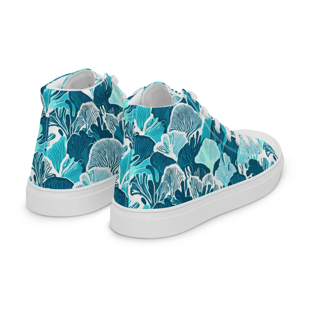 Aqua Fanfare on Women's High Top Canvas Shoes — Right Back