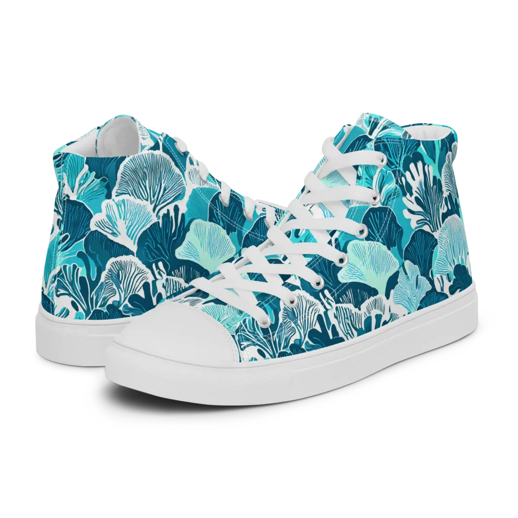 Aqua Fanfare on Women's High Top Canvas Shoes — Left