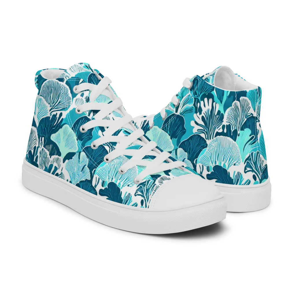 Aqua Fanfare on Women's High Top Canvas Shoes — Right