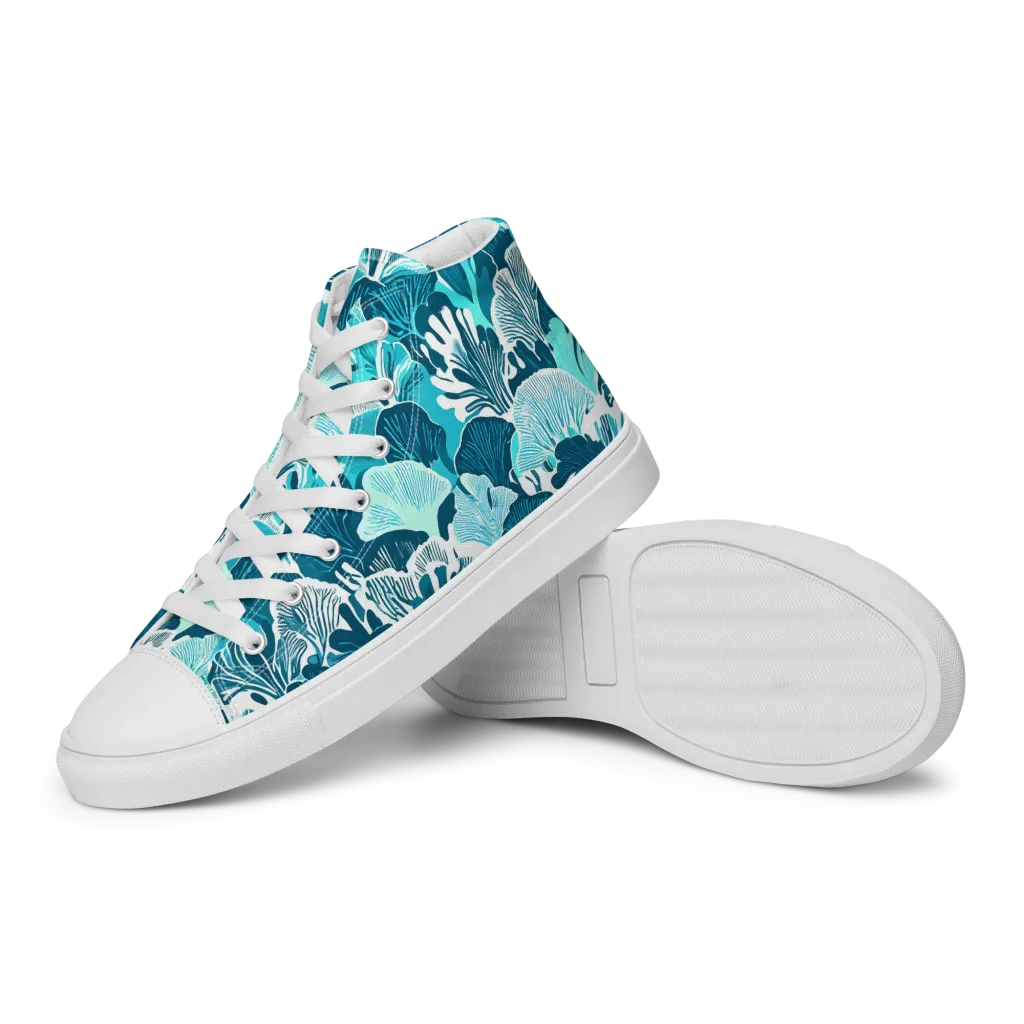 Aqua Fanfare on Women's High Top Canvas Shoes — Left