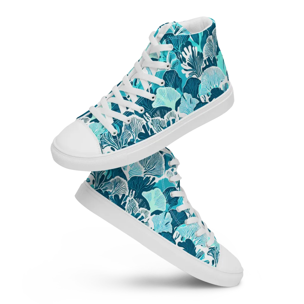 Aqua Fanfare on Women's High Top Canvas Shoes — Front