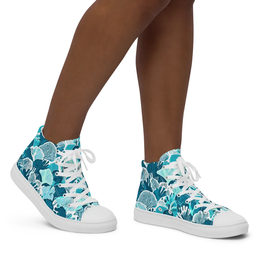 Aqua Fanfare on Women's High Top Canvas Shoes — Right