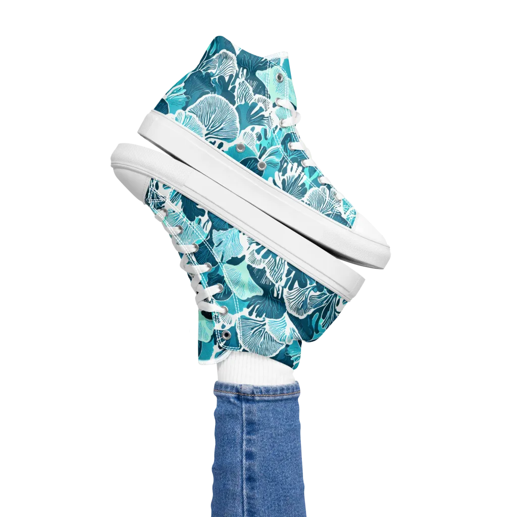 Aqua Fanfare on Women's High Top Canvas Shoes — Left