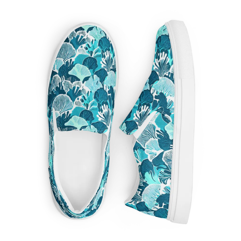 Aqua Fanfare on Men's Slip-On Canvas Shoes — Front