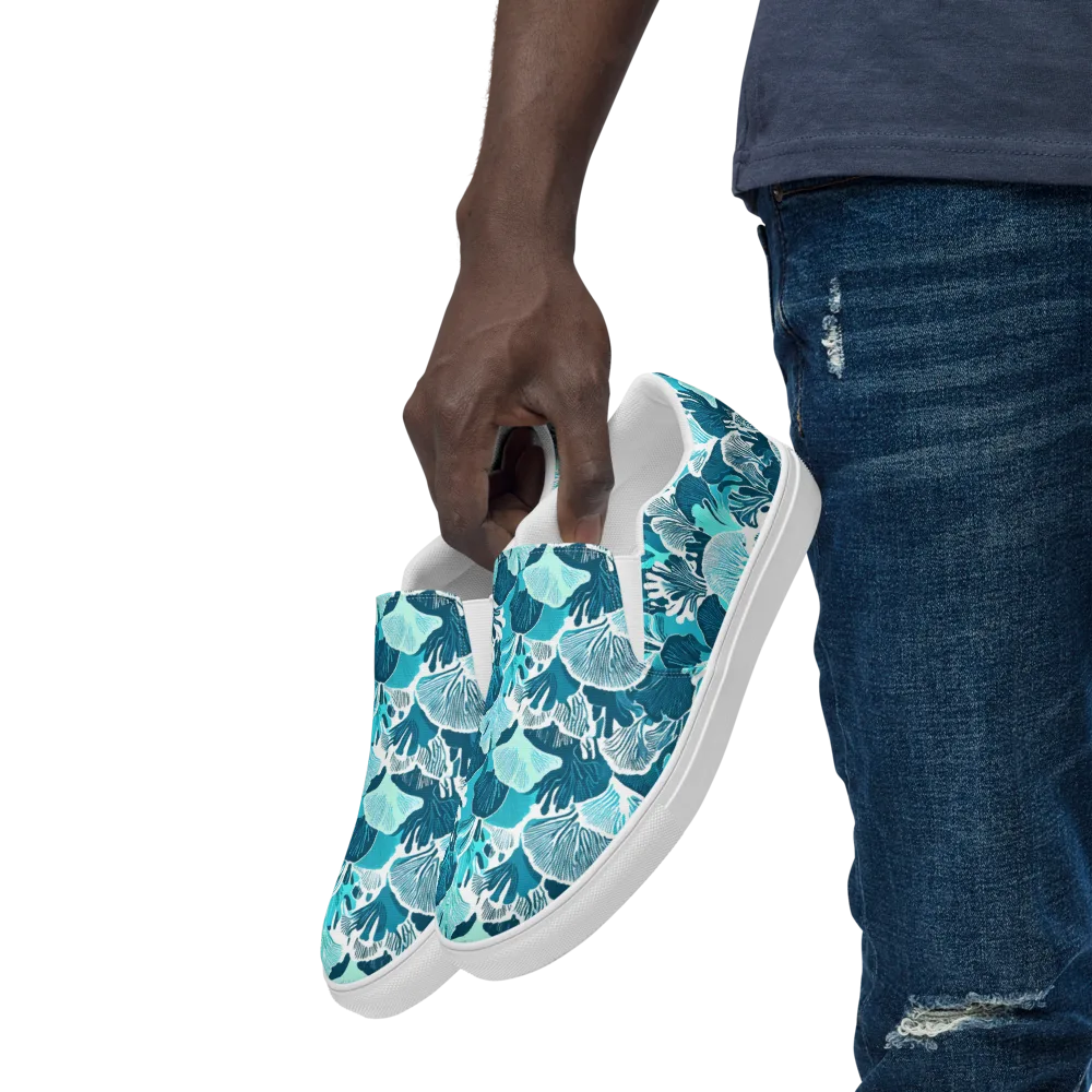 Aqua Fanfare on Men's Slip-On Canvas Shoes — Left Front
