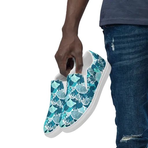 Aqua Fanfare on a Men's Slip-On Canvas Shoes