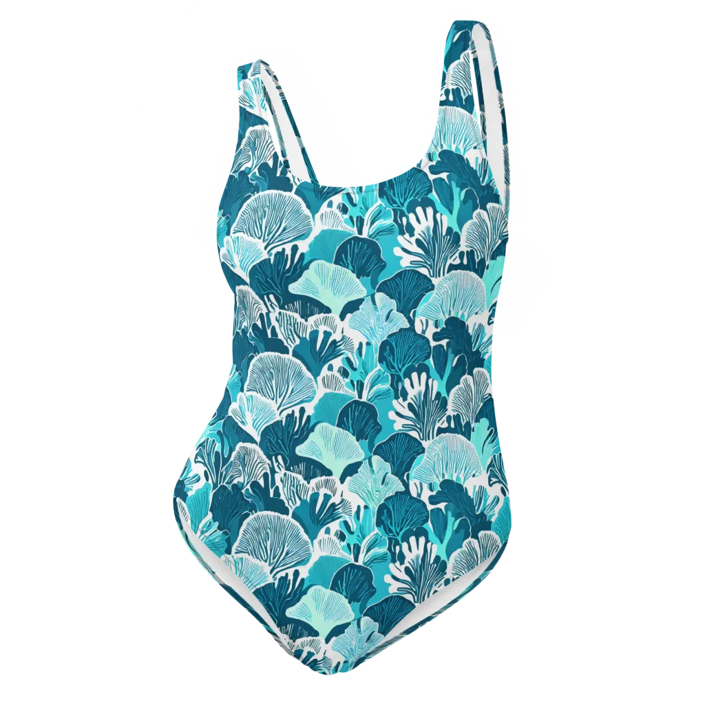 Aqua Fanfare on One-Piece Swimsuit — Front
