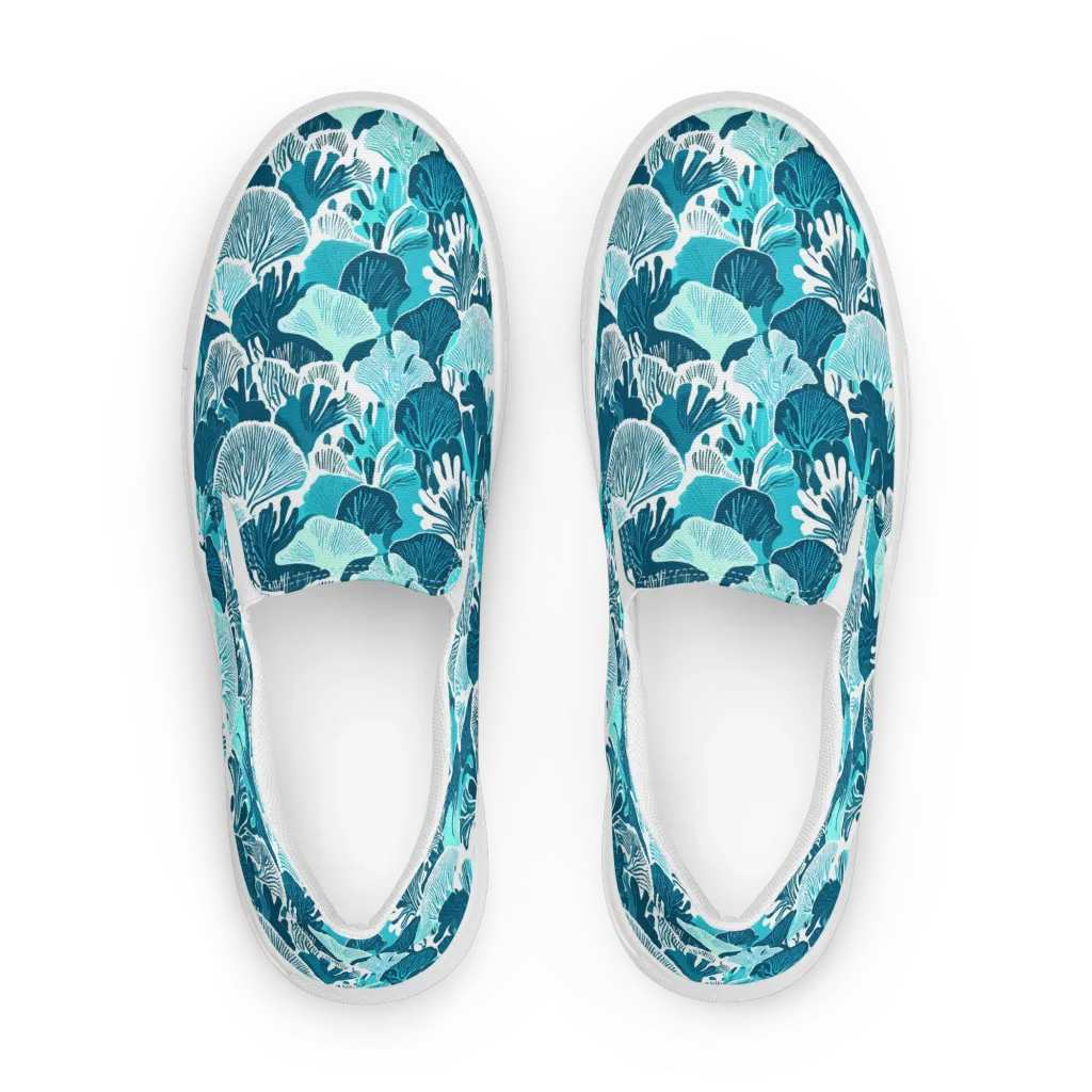 Aqua Fanfare on Women's Slip-On Canvas Shoes — Front